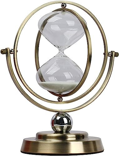Sablier Vintage,sablier minuteur, Sablier en métal Vintage 360 ° Rotatif Grand Ton en Laiton minuterie en Verre en métal 15 minutes/30 minutes/60 Minutes, éducation (Color : 15 Minutes)