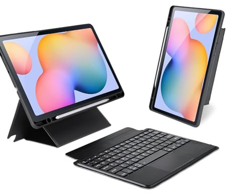 Dux Ducis DK Series - Teclado de tableta Bluetooth extraíble con funda de piel para Samsung Tab S6 Lite 2020/2022/2024-P610/P613/P615/P619/P620/P625, color negro