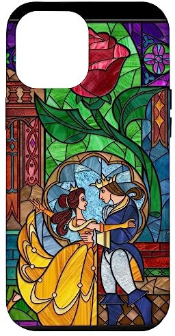 Hülle für iPhone 12 Pro Max Disney Die Schöne und das Biest Belle und Prinz Buntglas