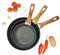 AEX Non-Stick Copper Frying Pan with Wooden Handles | Suitable for Induction Electric and Gas Hobs |Anti-Scratch Pans | Non-Stick Frying Pans (3 Pan with Handle)