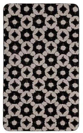Moderner Badteppich mit abstraktem Muster von WECONhome Basics - rutschfest, Waschbar - Elegantes Design für jedes Badezimmer - Vielseitige Größen & Farben – J&J (80 x 150 cm, schwarz braun)
