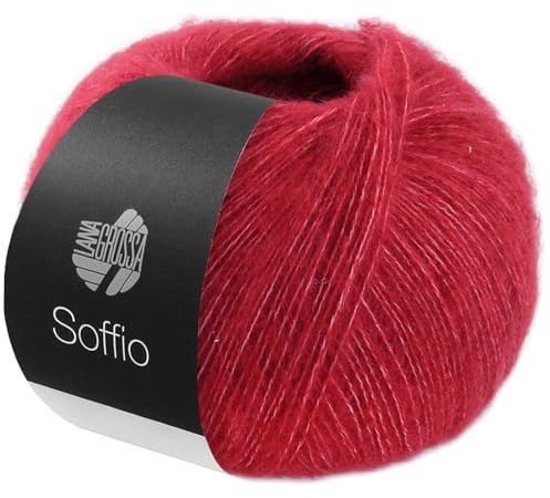 LANA GROSSA Soffio | Flauschiges Lace-Garn aus Merino- & Baumwolle mit 10% Kaschmir | Handstrickgarn aus 60% Schurwolle (Merino superfein), 30% Baumwolle (Bio) | 25g zum Stricken | 212m Garn FB 3