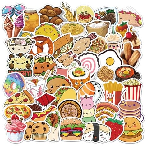 Süßes Essen Aufkleber 50 stück Kawaii Wasserdicht Vinyl Stickers für Laptop Wasserflasche Skateboard Auto Motorrad Fahrrad Gitarre Gepäck Koffer Phone Pad DIY