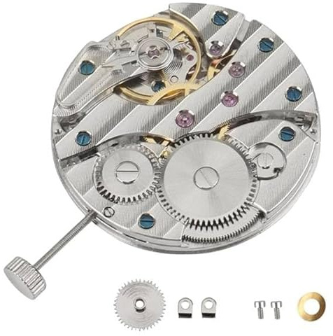 Elqubkan Uhrwerk 6497 ST36, Mechanisches Handaufzugswerk, 44 mm, Stahlgehäuse, Silber