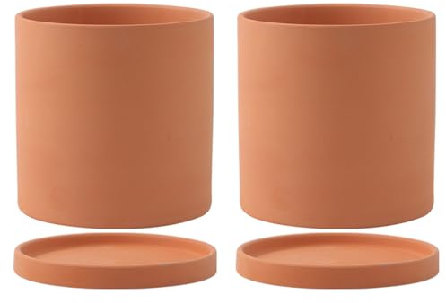 IOEDHW Paquete de 2 maceteros de terracota, macetas rectas de terracota de arcilla roja con drenaje, macetas de 5/7 pulgadas o macetas para maceteros de interior, para macetas de flores rojas de terra
