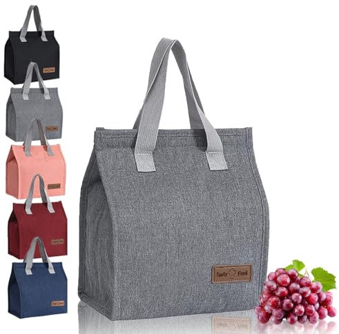 HZYUEKUN Lunch Bags for Women Men, Reusable Insulated Leak-Proof Portable Tote, Waterproof Container for Kids Girls Boys Adults, Thermal Cooler Box Adults Work School Travel Picnic(Grey)