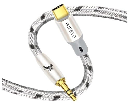 Impeto Cavo da USB C a 3,5mm jack, Adattatore Aux USB C a 3,5mm Audio Cavo Cuffia Stereo Auto Compatibile con iPhone 15 Pro Max Plus,Huawei P40, P50,P60 Pixel -1m