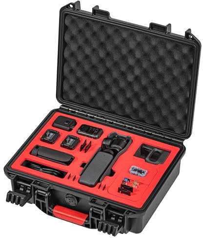 STARTRC PHOTO Hard Case for Dji Osmo Pocket 3, Waterproof Carrying Case for DJI Osmo Pocket 3 Creator Combo, Portable Case for DJI Pocket 3 Accessories, Power Expansion and Accessories(Black and Red)