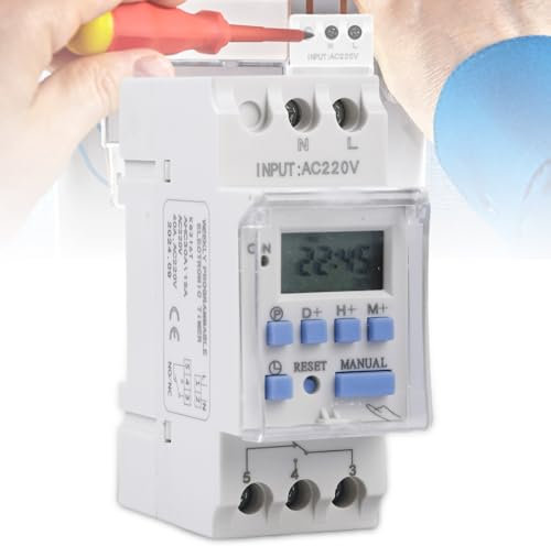 GOMETY WöChentliche Digitale Zeitschaltuhr, 220V AC 25A Programmierbarer LCD-Digital-Timer, Zeitschaltuhr Hutschiene mit 18 Schaltprogramme, Schaltuhr mit Countdown Funktion zum Einbau in Schalttafeln