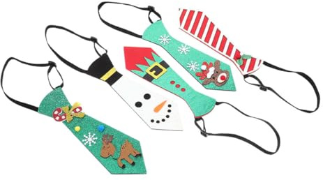 AUTSUPPL 5stücke Teiliges Weihnachtskrawatten Lustige Festliche Designs Mit Schneemann Rentier Elfen Und Mehr Für Weihnachtsfeiern Und Festliche Anlässe Komfortable Und Sichere