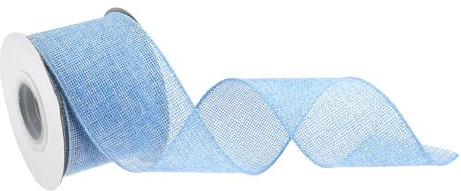 sourcing map Burlap Ribbon Fabric Wired Edge Ribbons Light Blue 2 Inch x 10 Yard Wired Ribbon for Gift Wrapping, Bow, Wreath, Christmas Tree, Flower Bouquet,with Roller