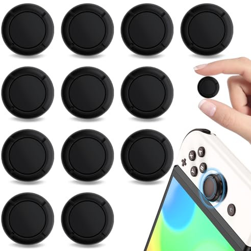 12 Stück Silikon-Joystick-Daumenkappen für Nintendo Switch, Controller Schwarze Griffabdeckungen, Analoge Silikonabdeckungen mit Aufbewahrungsbox, Joystick Kappen für Verbessertes Spielerlebnis