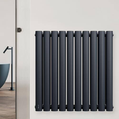 Blumfeldt Heizkörper Mittelanschluss - 707 W Wandheizkörper, Stahl Pulverbeschichtet, Doppellagig, Energiesparender Warmwasserbetrieb, Design-Heizkörper Für Bad & Wohnräume, 60x60 cm, Anthrazit