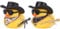 BOXOB 2pcs Canard Tableau de Bord Voiture, Décoration d'Intérieur de Voiture Amusante avec Chapeau Cowboy Collier Doré et Lunettes Soleil Accessoires Automobiles Tendance pour Bureau Maison