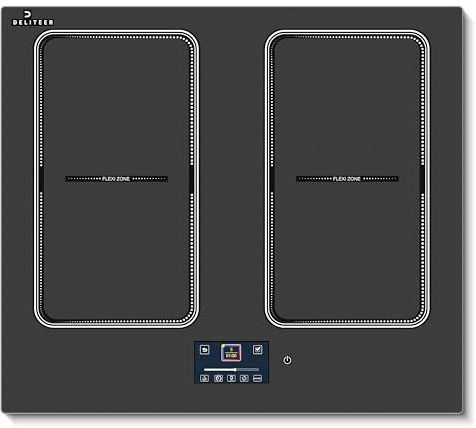 DELITEER Autark Induktionkochfeld 4 Zonen mit 2 Flexzone & TFT-Touchdisplay | Einbau 60 cm Induktion Kochfeld 4 Platten, mit BBQ & Voreingestellte Funktion, Einteiliges intelligentes Bedienfeld, 7200W