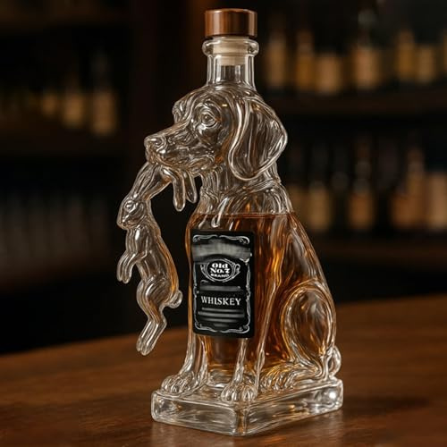 Carafe A Decanter Vin - Bouteille Whisky, Décorations De Bouteilles De Vin Et De Whisky En Forme De Chien De Chasse, Sculptures Gravées En 3D, Bouteilles De Vin Amusantes En Forme D'animaux