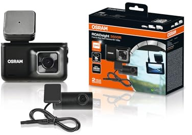 OSRAM ROADsight 3500R Dashcam mit Rückfahrkamera, 1296p HD, 3-Zoll-Display, 140° Weitwinkel, G-Sensor, 30 Bilder pro Sekunde, Parkmodus, HDR-Funktion, SD-Kartenunterstützung, 12/24 V