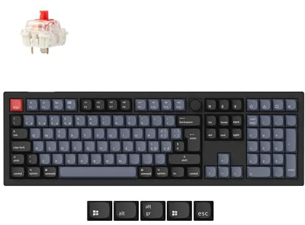 Keychron V6 Max Tastiera Meccanica Wirless Fullsize, 2,4 GHz/Bluetooth/cablata con retroilluminazione RGB a 3 modalità QMK/VIA, macro programmabile, Keycaps PBT, Switch Rossi (ISO/ITA)