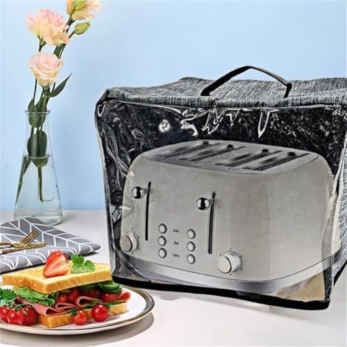FUBESK 4-Slice Toaster Cover for KitchenAid Bread Machine Dust Proof Washable Oxford Cloth with Transparent Front Panel Grey