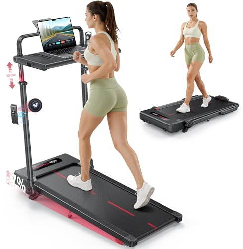 3.0CV Tapis Roulant Elettrico Salvaspazio Pieghevole con Inclinazione, Walking Pad 1–12 km/h, Nastro 40×100 cm, Montante Estensibile 15 cm, Tavolino Removibile, APP Bluetooth, Tapirulan Multifunzione
