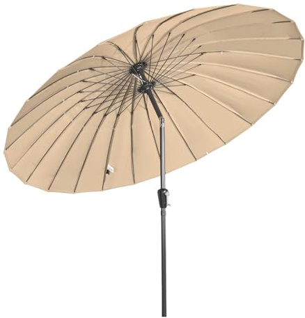 Angel Living Sonnenschirm Fiberglas 250cm mit Neigbar,UV 50+ Kurbelschirm Balkonschirm Marktschirm für Garten & Balkon (Beige)