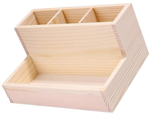 Scatola Porta Trucchi in Legno Multi-scomparto da Tavolo Beige | Contenitore per Cosmetici, Organizer Cosmetici Multi-scomparto, per Camera da Letto e Bagno