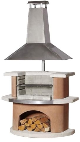 Buschbeck Grillkamin Kampen, weiß/terra, 65 x 110 x 210 cm