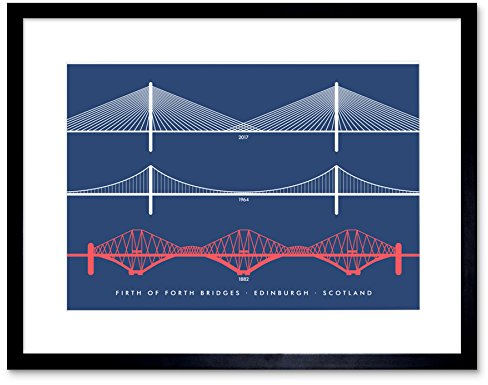 Wee Blue Coo Firth Forth Bridges Edinburgh Scotland Queensferry Framed Art Print