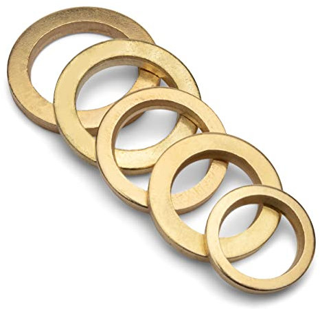 Anillos de Bisagras en Acero Laitonné para Puertas | Juego de 100 | 9/10/11/12/13 mm | Material Duradero | Arandelas Laterales para Protección | Disponible en Amazon