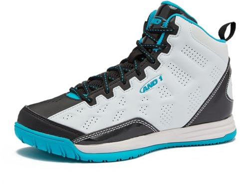 AND1 Kids Show Out Basketball Schuh, Weiá (White/Black/Teal), 23 EU M Großes Art