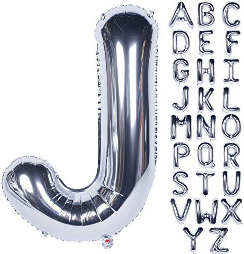 Große Mylar Folie Helium Brief Luftballons 40 Zoll Silber Luftballons Alphabet Buchstaben für Geburtstag Brautdusche Jubiläumsdekorationen(Letter J)