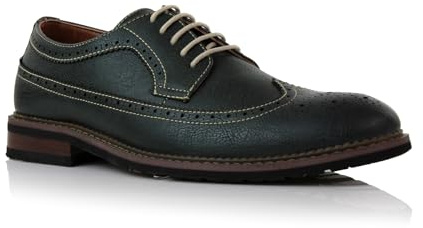 Ferro Aldo Phillip Men's Classic Longwing Brogue | Casual Wingtip Oxford with Contrast Stitching for Smart Casual Wear | MFA19312 | in Hunter Green, Size 12