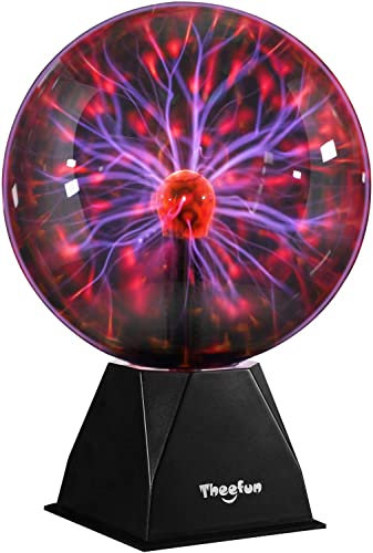 Theefun 8 Zoll Plasmakugel, Magische Leucht Ball Magische Plasmakugel Leucht Ball Elektrostatische Kugel Berührungsempfindliche Blitzkugel Blinkende Pädagogisches Plasmalampe SphäreLichteffekte,Rot