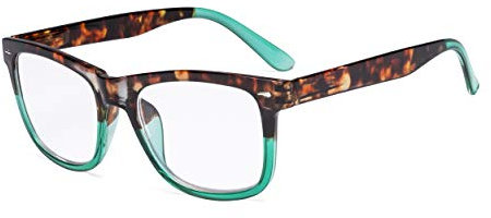 Eyekepper Damen Lesebrille: Quadratische große Gläser mit Federscharnieren - Schildkröte/Grün +0.50