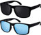La Optica B.L.M. Sonnenbrille Herren UV400 Retro Retro - Doppelpack Set Gummiert Schwarz (1 x Grau, 1 x Hellblau Verspiegelt)