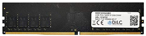 DILC, RAM DDR4 DIMM 4GB, memoria para ordenador fijo, 2400 MHz, PC4-19200 (288 pines), de rango único, compatible con ordenador con placa base Intel o Amd, Perfomance Elevate