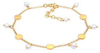 Elli Armband Damen Filigran Verspielt mit Süßwasserzuchtperlen aus 925 Sterling Silber Vergoldet