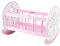 WOOMAX 46474 - Cuna de Madera para muñecas, 47x35x36 cm, Rosa y Blanco, cunita muñecas, Cuna muñecas Madera, reciclable, a Partir de 3 años