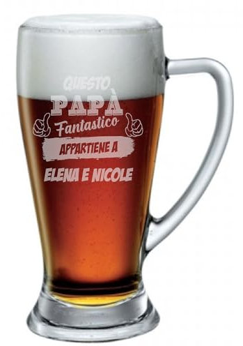 bubbleshirt Boccale da Birra incisione PERSONALIZZABILE papà - questo papà appartiene a [nome dei figli] - idea regalo papà - bicchiere in vetro chiaro, ca 38cl