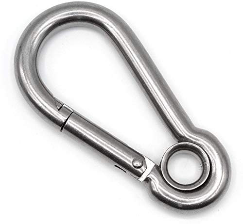 Constrabo | 2X Karabinerhaken mit Kausche 100 x 10 mm| DIN 5299 C | Stahl Karabiner Öse 350 kg| Karabiner mit Auge| Schnapphaken, Feuerwehrkarabiner, Karabiner Haken mit geschlossenem Ring Carabiner