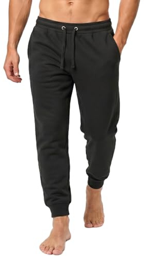 Iron Mountain Mens Joggers – Fleece Jogging Bottoms for Men, Lightweight Cuffed Sweatpants with Drawstring Waist, Casual Gym & Lounge Tracksuit Bottoms (Black, S)