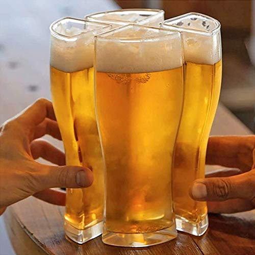 Verre Super Schooner, Transportez 4 Verres à Bière à la Fois, Tasses Créatives en Verre, Set Chope à Bière 4 en 1 pour Fête de Noël