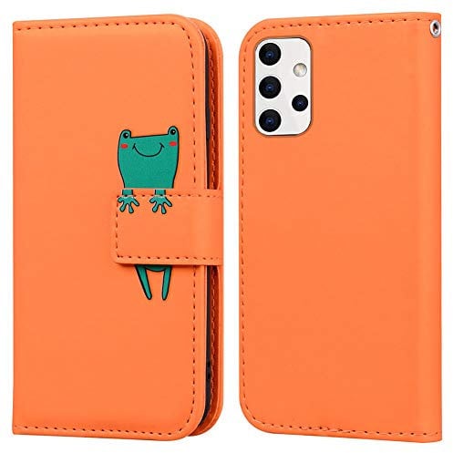 Ailisi für Samsung A52 5G Hülle mit Kartenfach Galaxy A52 5G Klapphülle mit Ständer Cartoon PU Leder Hülle mit Magnet Handytasche Cute Tiere Schutzhülle Handyhülle Flip Wallet Case - Orange