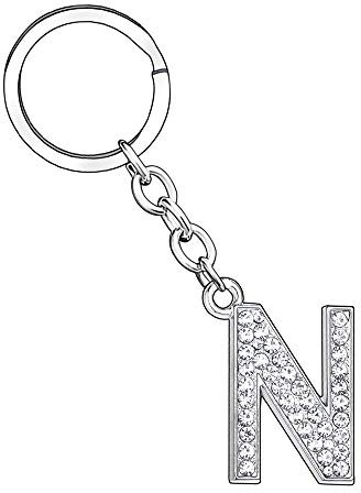 Porte-clés en argent avec lettre de l'alphabet pour femme, homme, garçons, filles, A B C D E F G H I J K L M N O P Q R S T U V W X Y Z Bijoux - Argenté - L (IT018-NNN)