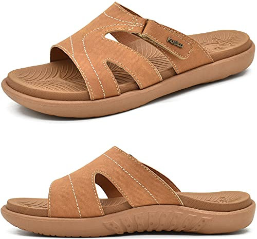 KuaiLu Ciabatte Donna Ortopediche Moda Leggere Comode Supporto Arco Plantare Doccia Sandali Estive Spiaggia Piscina Aperte Mare Pantofole Antiscivolo Gomma Suole Scarpe Khaki 40