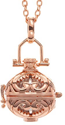 Pick Your Angel PYA Herzgeflüster Engelsrufer Kette mit Anhänger und Klangkugel aus 18k Roségold 45cm Spiritueller Damen Schmuck aus 18k Rose Gold Kettenanhänger und Schutzengel- Halskette.