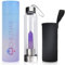 ChezMax Crystal Glass Water Bottle Energy Quartz Gemstone Water Bottle with Changeable Natural Crystal Center for Healing and Wellness Amethyst
