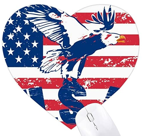 DIYlab America Flag Haliaeetus leucocephalus Eagle Heart Mousepad Rubber Mat Game Office