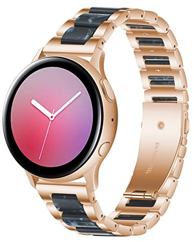 Gheper Correa de reloj de acero inoxidable de resina compatible con Samsung Galaxy Watch 7 FE 6 5 4 44mm/40mm Active 2/Active1 40mm Watch 42mm Correa de repuesto de metal de 20mm