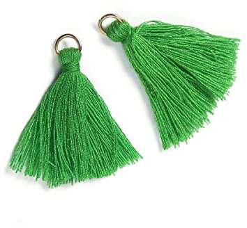 100 Stück Mini Quasten Anhänger,3cm Baumwolle Fransen Tassel Troddel Armband Schlüsselanhänger Basteln Quaste für Ohrringe Schmuckherstellung Taschen Lesezeichen DIY Handwerk Zubehör,Gras-Grün